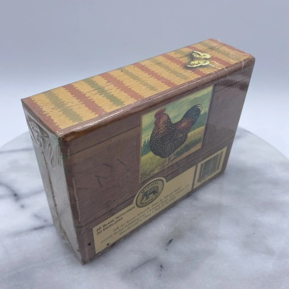 NEW Deborah Michel Folk Art Rooster Blank Notecards Keepsake Box Set of 20 Farm